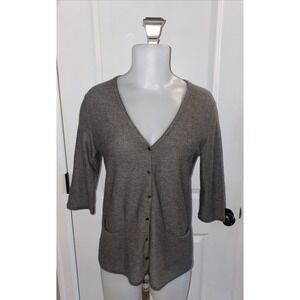 EILEEN FISHER 100% Cashmere V-Neck‎ Cardigan Sweater Mocha Brown Size Small
